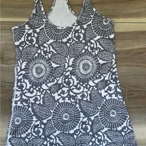 Lululemon Athletica Black and White Floral Tank Top